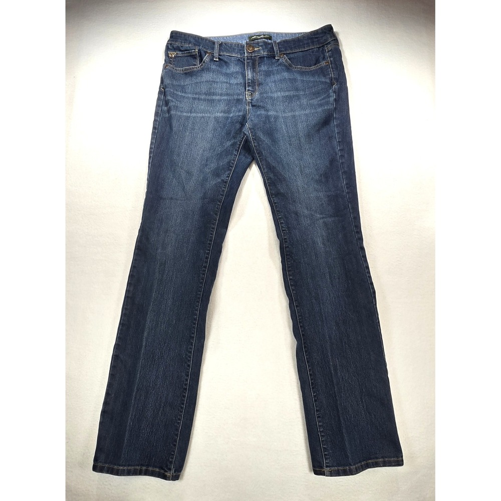 Eddie Bauer Womens Straight Leg Jeans Dark Wash Blue Denim Stretch Size 10/30
